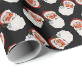 Zwarte Victoriaans Kerstman Cadeaupapier (Rol Hoek)