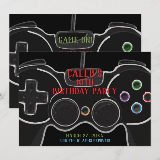 Zwarte Videospel Game Controller Verjaardagsfeestj Kaart (Voorkant / Achterkant)