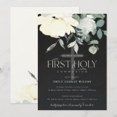 ZWARTE VIERENDE WITTE AQUA FLORAL FIRST HOLY COMMU KAART (Voorkant / Achterkant)