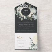 ZWARTE VIERENDE WITTE WATERVERF BUNCH WEDING ALL IN ONE UITNODIGING (Binnen)