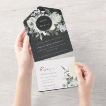 ZWARTE VIERENDE WITTE WATERVERF BUNCH WEDING