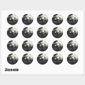 ZWARTE VIERENDE WITTE WATERVERF BUNCH WEDING RONDE STICKER (Vel)