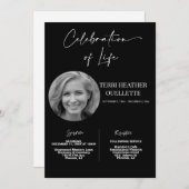 Zwarte viering van het leven begrafenismonument kaart (Voorkant / Achterkant)