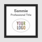 Zwarte Vierkante Badge Naam Tag Logo Magnetisch of (Voorkant)