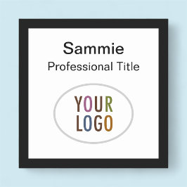 Zwarte Vierkante Badge Naam Tag Logo Magnetisch of