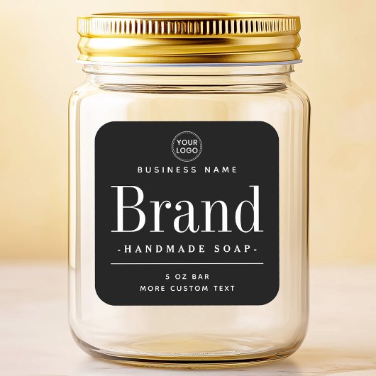 Zwarte vierkante elegante moderne productetiketten sticker