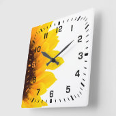Zwarte vierkante nummers / Geel en bruine zonneblo Vierkante Klok (Hoek)