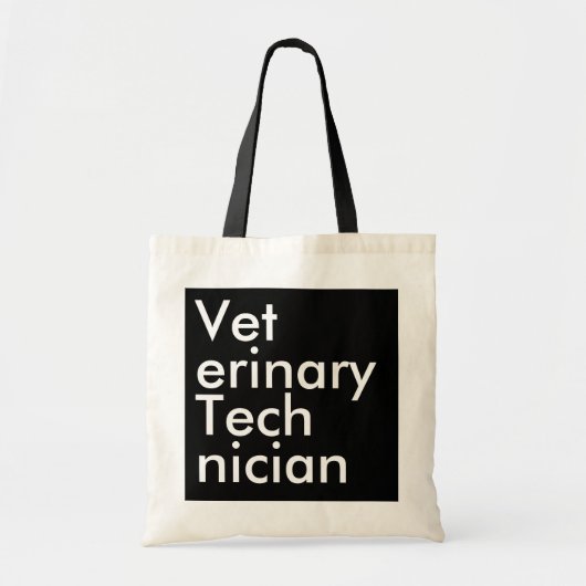 Zwarte Vierkante Veterinaire Technicus Tote Bag (Voorkant)