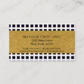 Zwarte Vierkanten op Wit & Goud Chique Visitekaart Visitekaartje (Achterkant)