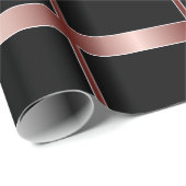 Zwarte vierkantjes en Roos gouden strips Cadeaupapier (Rol Hoek)