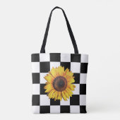 Zwarte vierkantjes en zonnebloempitten Tas (Achterkant)