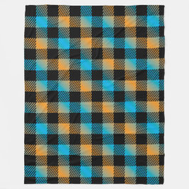 Zwarte vierkantjes fleece deken