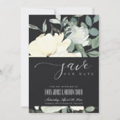 ZWARTE VIERWITTE AQUA FLORAL WATERVERF BUNCH SAVE THE DATE (Voorkant)