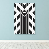 Zwarte vierzijdige strepen op wit met monogram canvas afdruk (Insitu (Houten vloer))