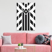 Zwarte vierzijdige strepen op wit met monogram canvas afdruk (Insitu (Woonkamer))