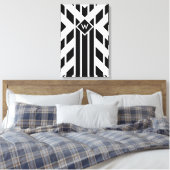 Zwarte vierzijdige strepen op wit met monogram canvas afdruk (Insitu (Slaapkamer))