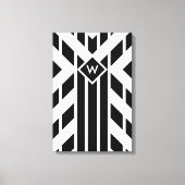 Zwarte vierzijdige strepen op wit met monogram canvas afdruk (Voorkant)