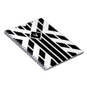 Zwarte vierzijdige strepen op wit met monogram notitieboek (Rechterzijde)