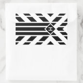 Zwarte vierzijdige strepen op wit met monogram rechthoekige sticker (Tas)