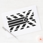Zwarte vierzijdige strepen op wit met monogram rechthoekige sticker (Envelop)