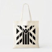Zwarte vierzijdige strepen op wit met monogram tote bag (Voorkant)