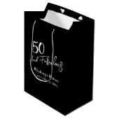 Zwarte Vijftig en Prachtig Script Verjaardagsfeest Medium Cadeauzakje (Voorkant Gekanteld)