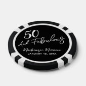 Zwarte Vijftig en Prachtig Script Verjaardagsfeest Poker Chips (Enkel)