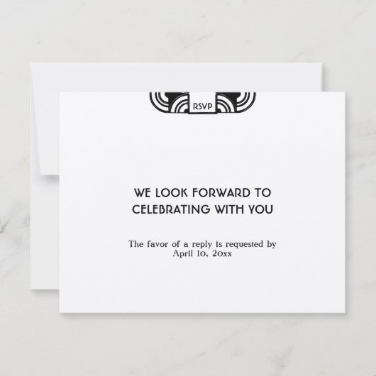 Zwarte vilt deco bruiloft inclusief RSVP reactie Kaartje (Voorkant)