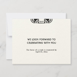 Zwarte vilt deco bruiloft omheining RSVP antwoord