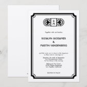 Zwarte viltkunst deco retro Hollywood glam bruilof Kaart (Voorkant / Achterkant)