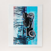 Zwarte vintage auto kunst legpuzzel (Verticaal)