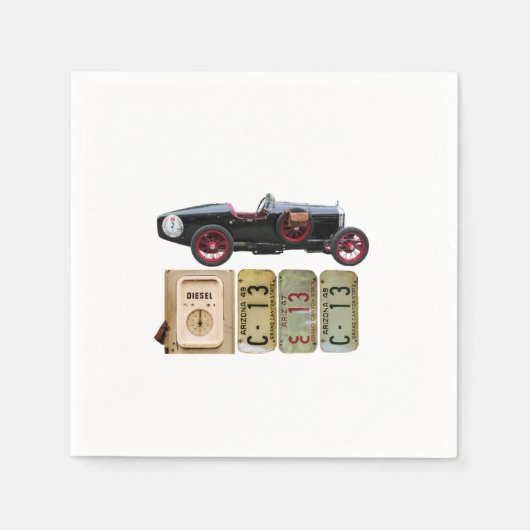 Zwarte Vintage-auto Servetten (Voorkant)