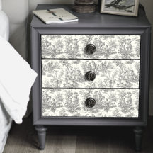Zwarte Vintage Bloem Toile de Jouy