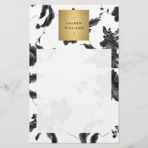 Zwarte Vintage Bloempatroon Blank Flyer