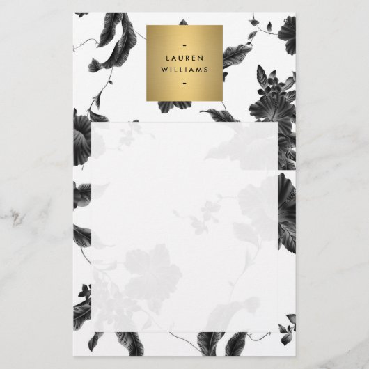 Zwarte Vintage Bloempatroon Blank Flyer (Voorkant)