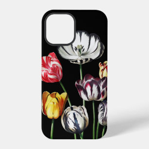 Zwarte Vintage Bloemrijke Kleurrijke iPhone 12 Pro Hoesje
