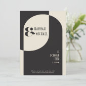 Zwarte vintage bone deco uitnodiging (Staand voorkant)