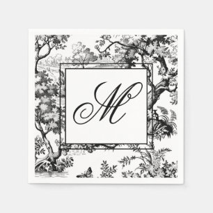 Zwarte Vintage Chinoiserie Monogram Servet