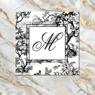 Zwarte Vintage Chinoiserie Monogram Servet