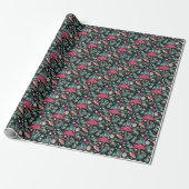 Zwarte Vintage Cottagecore Cadeaupapier (Uitgerold)