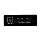 Zwarte Vintage Crest Monogram Retouradres Etiket (Voorkant)