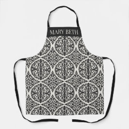 Zwarte Vintage Damast Keuken Design Schort