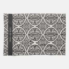Zwarte Vintage Damast Keuken Design Theedoek
