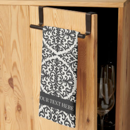 Zwarte Vintage Damast Keuken Design Theedoek