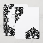 Zwarte Vintage Damast Trouw Save the Date (Voorkant / Achterkant)