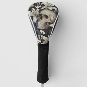 Zwarte Vintage Gotische Bloemenskelet Lelie Vlinde Golfheadcover