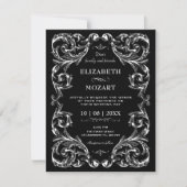 Zwarte Vintage Gotische bruiloft Kaart (Voorkant)