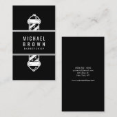 Zwarte vintage herenkapper visitekaartje (Voorkant / Achterkant)