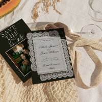Zwarte Vintage Hoge Huwelijksfoto met Kant