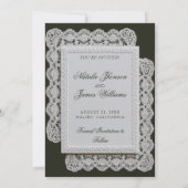 Zwarte Vintage Kant Geld Huwelijk Save The Date (Achterkant)
